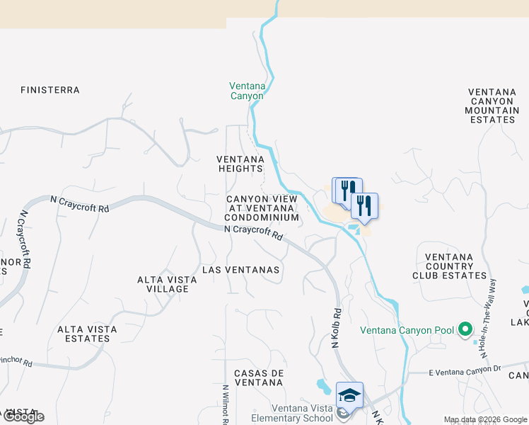 map of restaurants, bars, coffee shops, grocery stores, and more near 6650 North Kolb Road in Tucson