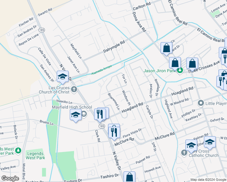 map of restaurants, bars, coffee shops, grocery stores, and more near 959 Gilmer Way in Las Cruces