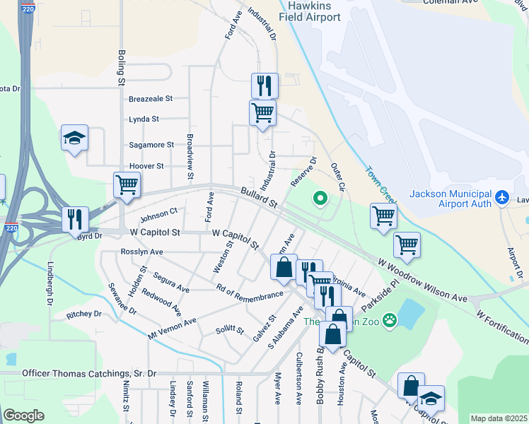 map of restaurants, bars, coffee shops, grocery stores, and more near 162 Marion Avenue in Jackson