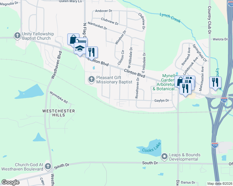 map of restaurants, bars, coffee shops, grocery stores, and more near 213 Gaylyn Drive in Jackson