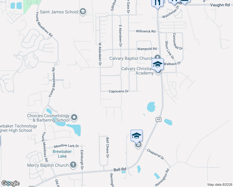 map of restaurants, bars, coffee shops, grocery stores, and more near 6732 Capouano Dr in Montgomery