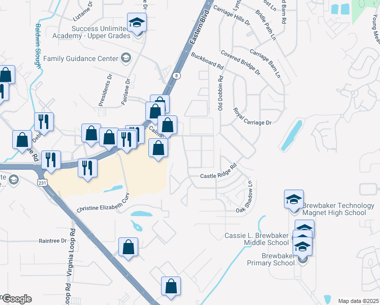 map of restaurants, bars, coffee shops, grocery stores, and more near 3601 Gas Light Curve in Montgomery