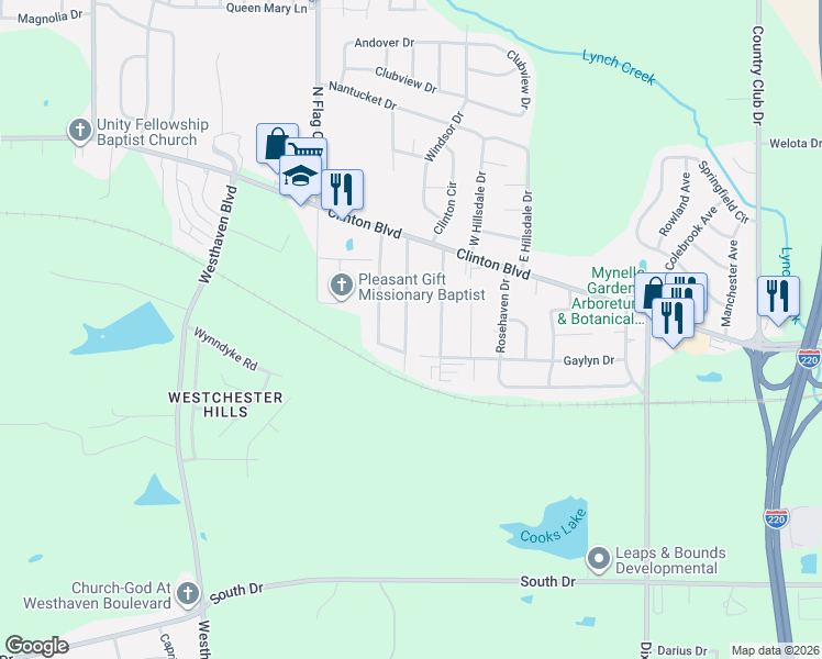 map of restaurants, bars, coffee shops, grocery stores, and more near 130 Barbara Avenue in Jackson