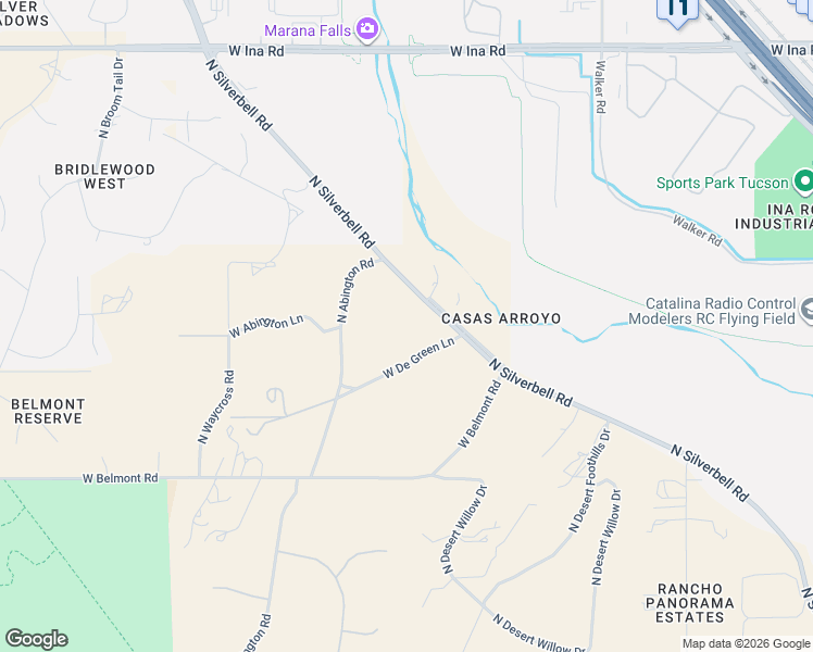 map of restaurants, bars, coffee shops, grocery stores, and more near 5440 West De Green Lane in Tucson