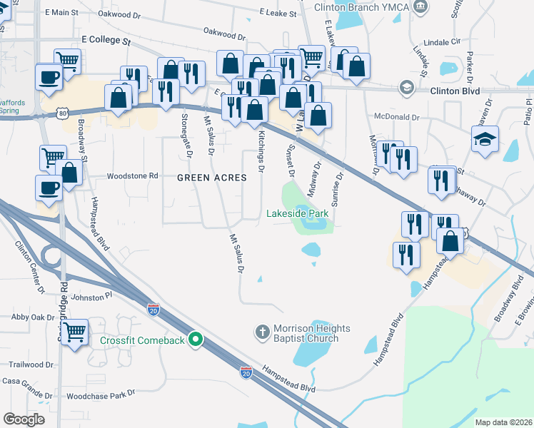 map of restaurants, bars, coffee shops, grocery stores, and more near 109 Twilight Drive in Clinton