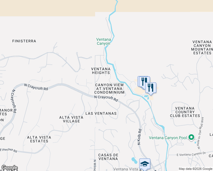 map of restaurants, bars, coffee shops, grocery stores, and more near 6650 North Kolb Road in Tucson