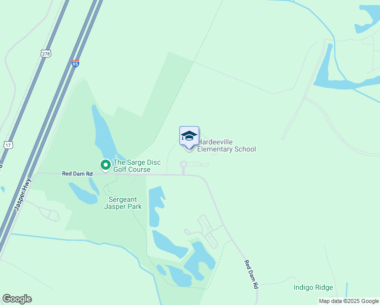 map of restaurants, bars, coffee shops, grocery stores, and more near 150 Hurricane Alley in Hardeeville