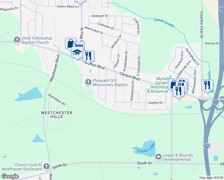 map of restaurants, bars, coffee shops, grocery stores, and more near 213 Gaylyn Drive in Jackson