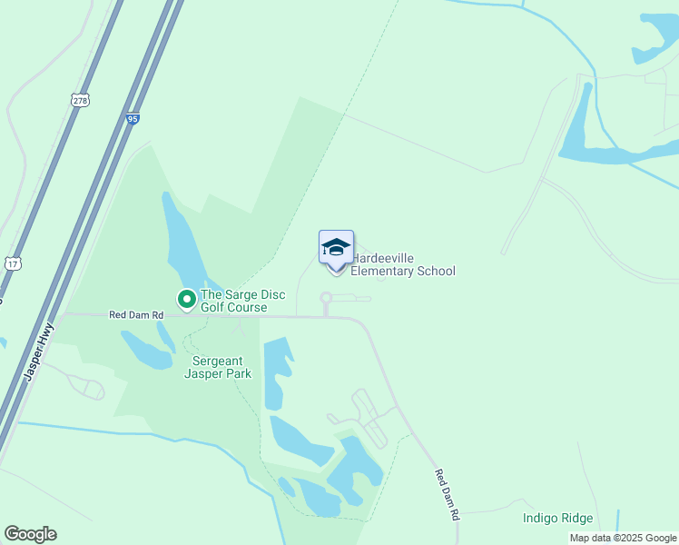 map of restaurants, bars, coffee shops, grocery stores, and more near 150 Hurricane Alley in Hardeeville