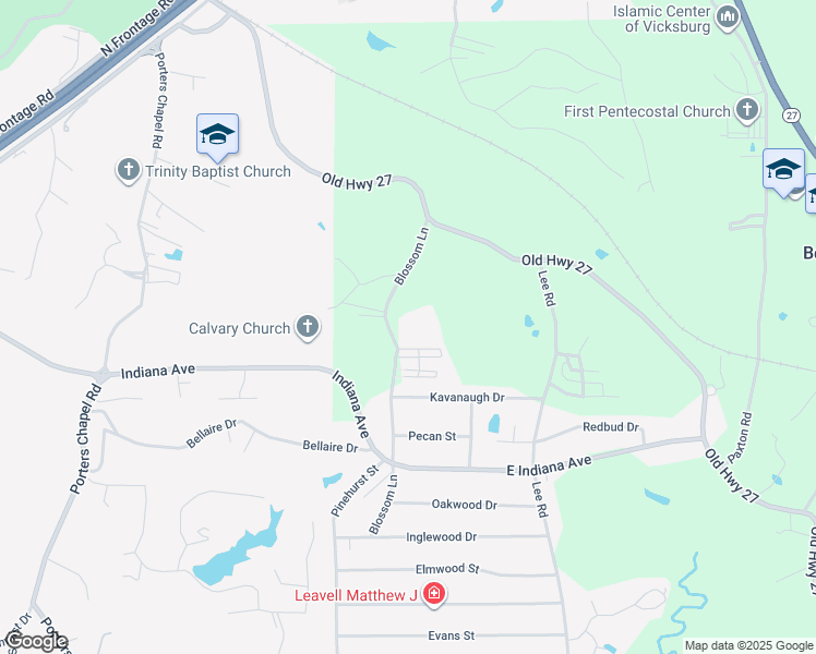 map of restaurants, bars, coffee shops, grocery stores, and more near 904 Blossom Lane in Vicksburg