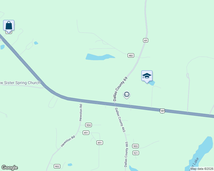 map of restaurants, bars, coffee shops, grocery stores, and more near 1658 County Road 69 in Selma