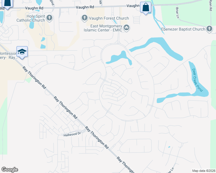 map of restaurants, bars, coffee shops, grocery stores, and more near 8719 Ridgestone Court in Montgomery