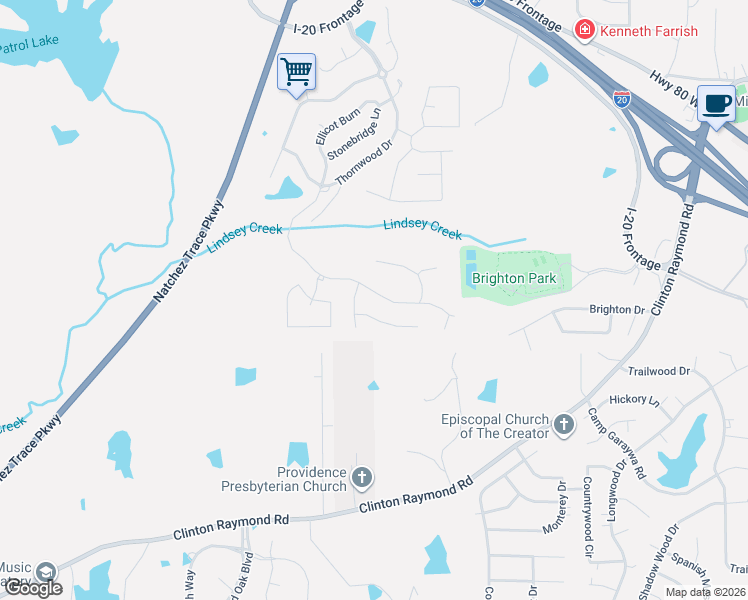 map of restaurants, bars, coffee shops, grocery stores, and more near 122 Rockbridge Crossing in Clinton