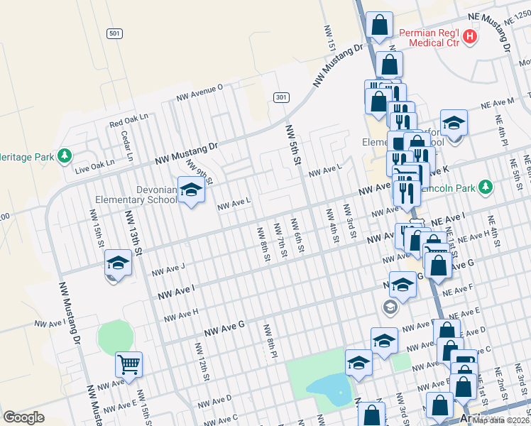 map of restaurants, bars, coffee shops, grocery stores, and more near 1206 NW 8th St in Andrews