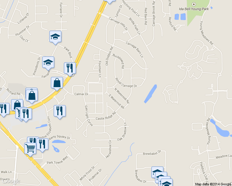 map of restaurants, bars, coffee shops, grocery stores, and more near 3414 North Water Mill Road in Montgomery