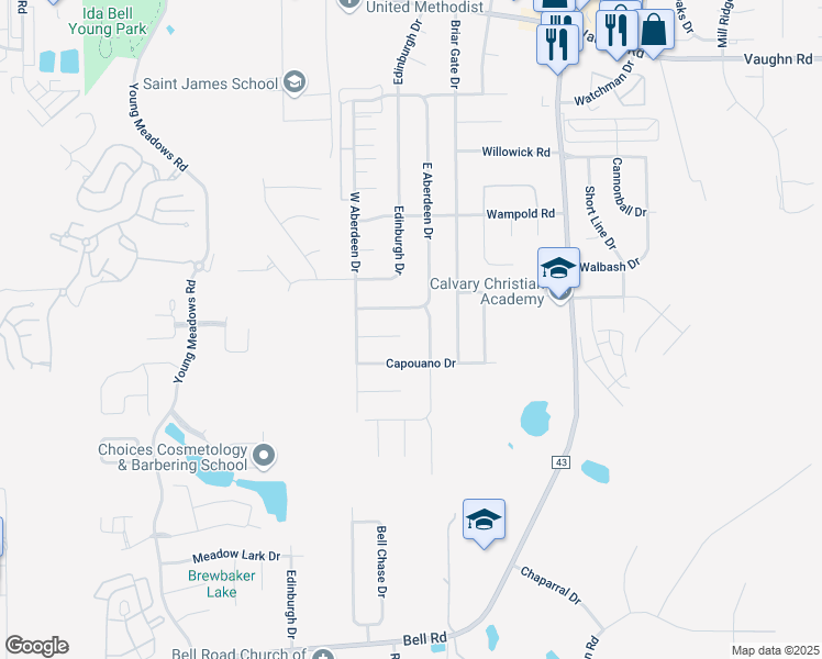 map of restaurants, bars, coffee shops, grocery stores, and more near 6743 Volz Court in Montgomery