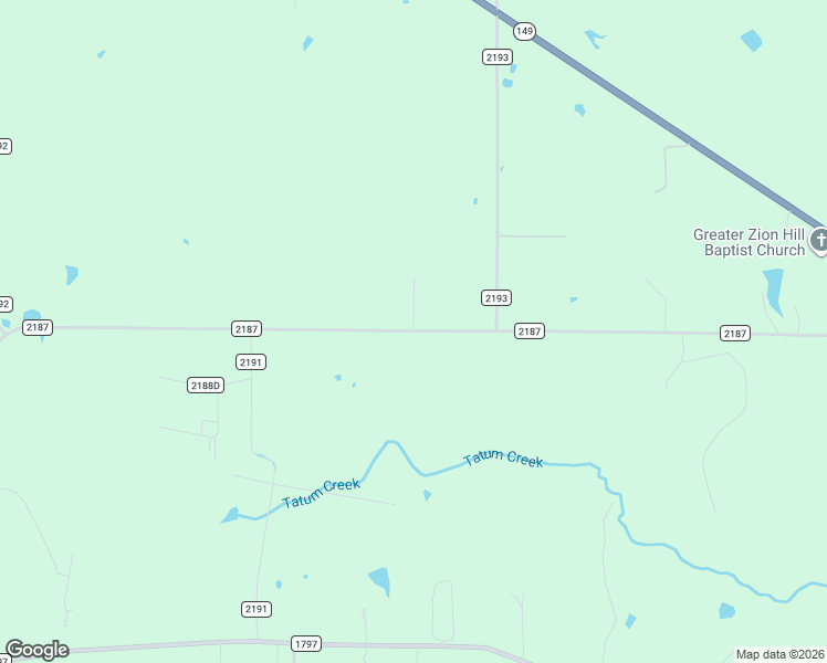 map of restaurants, bars, coffee shops, grocery stores, and more near County Road 2187 in Tatum