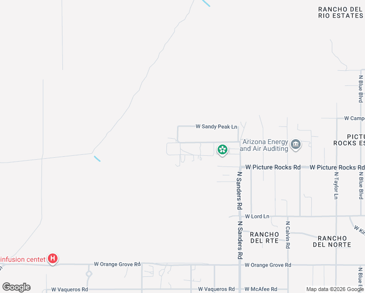 map of restaurants, bars, coffee shops, grocery stores, and more near 12805 West Crystal Rose Lane in Tucson