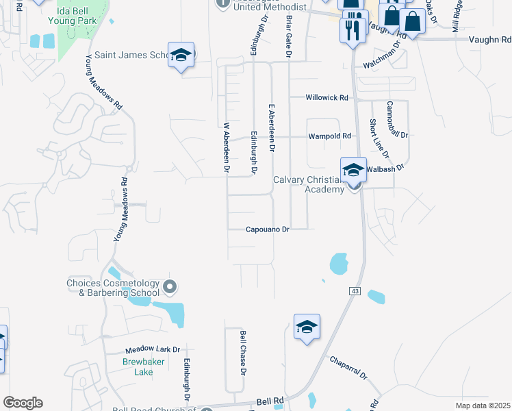 map of restaurants, bars, coffee shops, grocery stores, and more near 6743 Volz Court in Montgomery