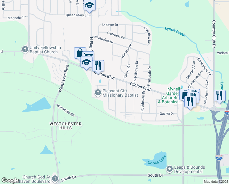 map of restaurants, bars, coffee shops, grocery stores, and more near 112 Barbara Avenue in Jackson