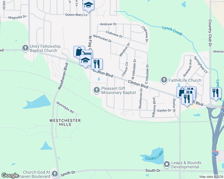 map of restaurants, bars, coffee shops, grocery stores, and more near 112 Barbara Avenue in Jackson