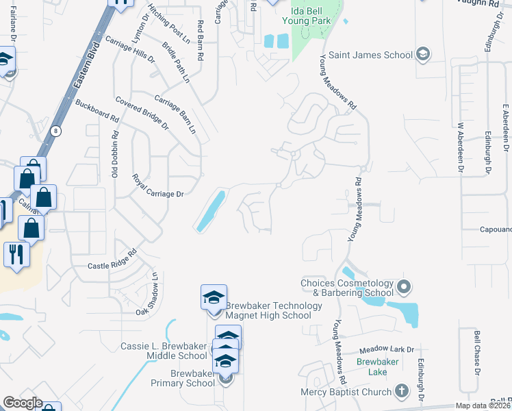 map of restaurants, bars, coffee shops, grocery stores, and more near 5309 Cluster Oak Court in Montgomery
