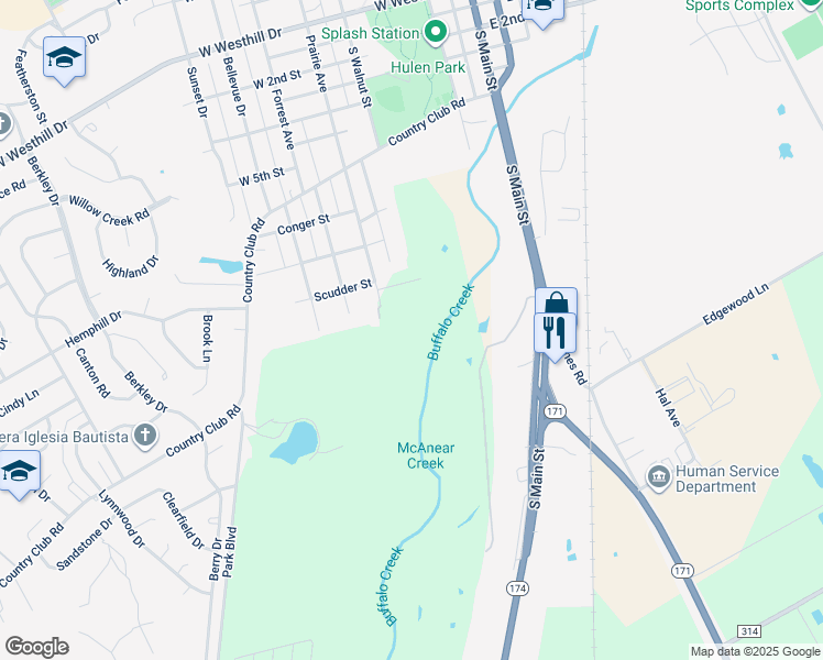 map of restaurants, bars, coffee shops, grocery stores, and more near 1701 Park Boulevard in Cleburne