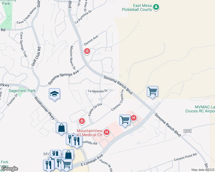 map of restaurants, bars, coffee shops, grocery stores, and more near 4334 Capistrano Avenue in Las Cruces