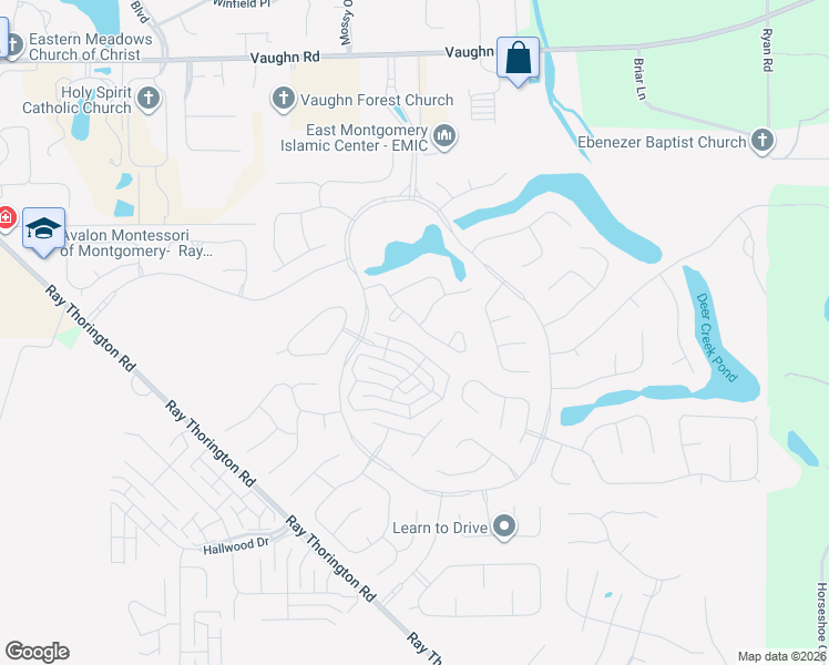 map of restaurants, bars, coffee shops, grocery stores, and more near 8749 Stoneridge Place in Montgomery