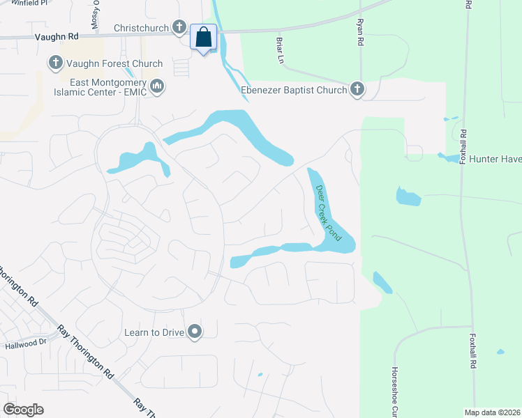 map of restaurants, bars, coffee shops, grocery stores, and more near 9208 Prentiss Court in Montgomery