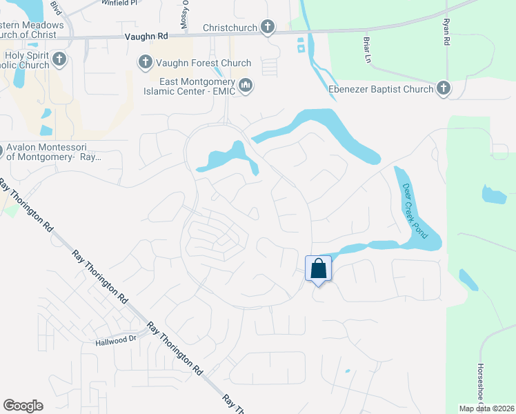 map of restaurants, bars, coffee shops, grocery stores, and more near Pemberton Park in Montgomery