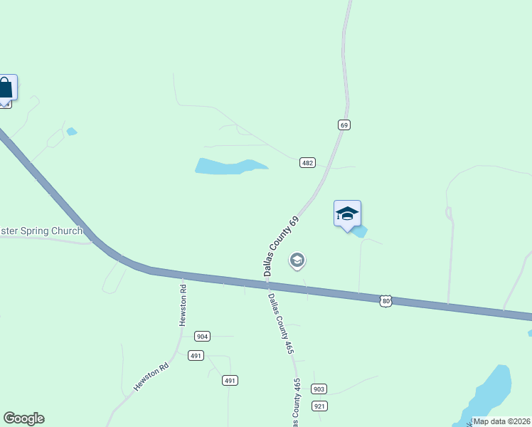 map of restaurants, bars, coffee shops, grocery stores, and more near 1658 County Road 69 in Selma