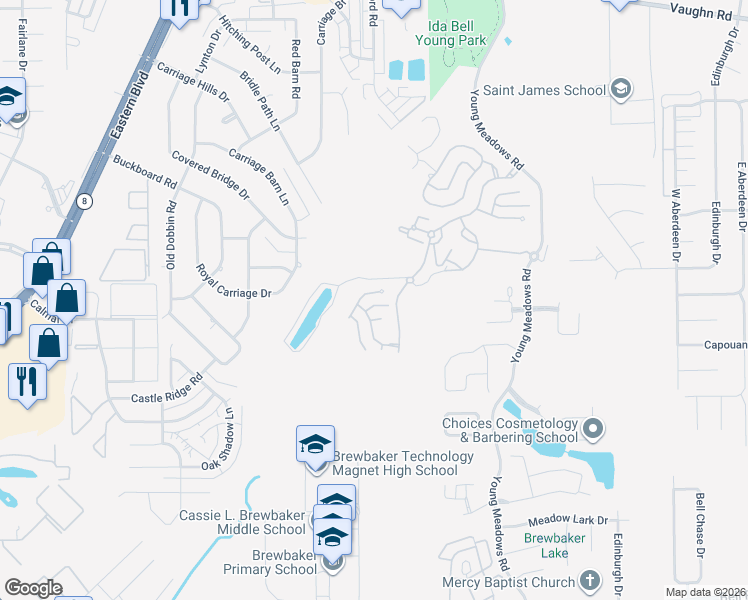 map of restaurants, bars, coffee shops, grocery stores, and more near 5309 Cluster Oak Court in Montgomery
