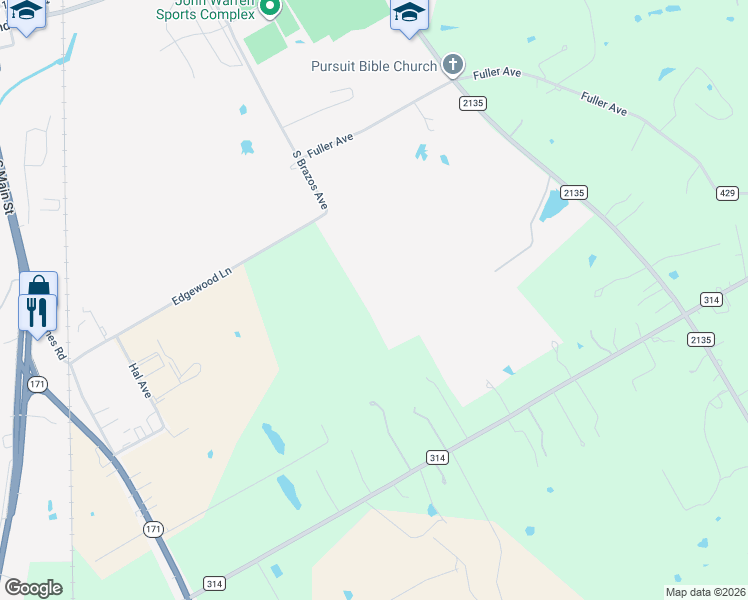 map of restaurants, bars, coffee shops, grocery stores, and more near 1541 Oak Hill Road in Cleburne