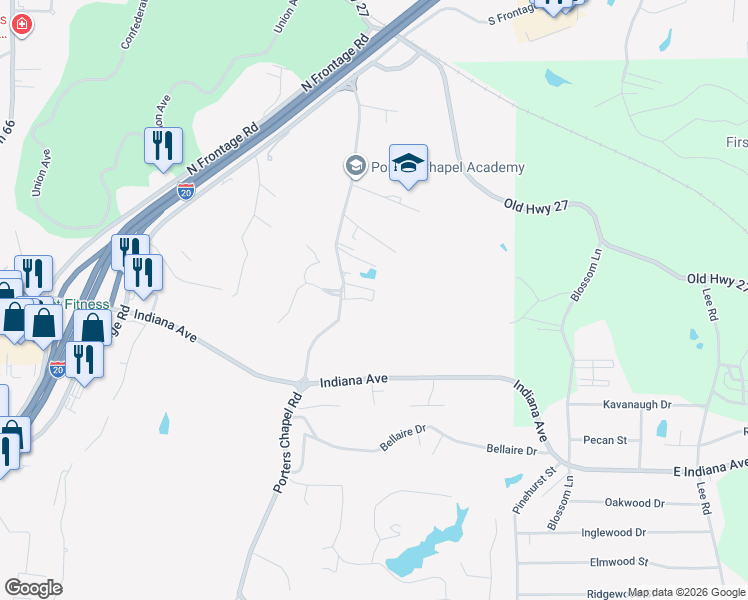 map of restaurants, bars, coffee shops, grocery stores, and more near 3100 Porters Chapel Road in Vicksburg