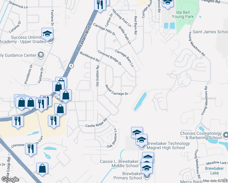 map of restaurants, bars, coffee shops, grocery stores, and more near 3330 Country Church Road in Montgomery