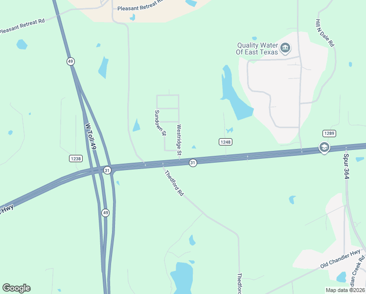 map of restaurants, bars, coffee shops, grocery stores, and more near 10457 Westridge Street in Tyler
