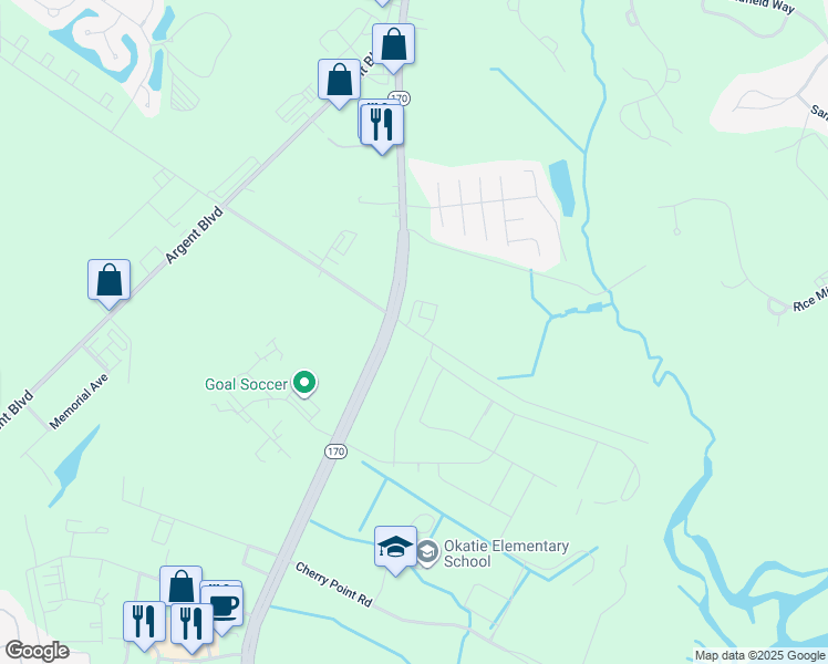 map of restaurants, bars, coffee shops, grocery stores, and more near 95 Pritcher Point Road in Okatie