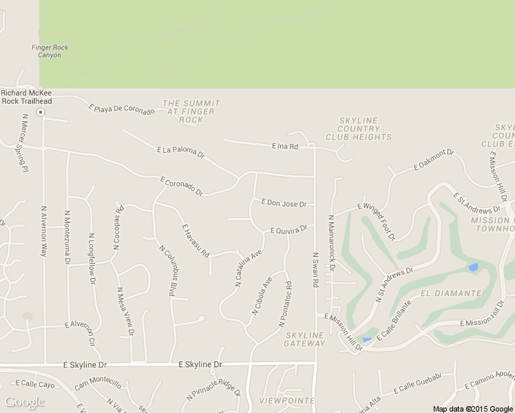 map of restaurants, bars, coffee shops, grocery stores, and more near 4522 East Don Jose Drive in Tucson