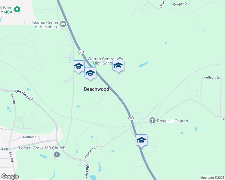 map of restaurants, bars, coffee shops, grocery stores, and more near 1000 Mississippi 27 in Vicksburg