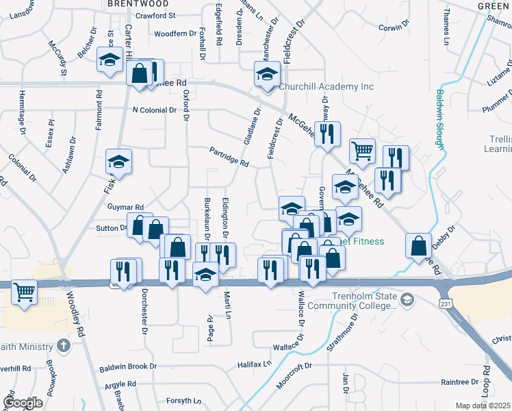 map of restaurants, bars, coffee shops, grocery stores, and more near 3911 Rouse Ridge Court in Montgomery