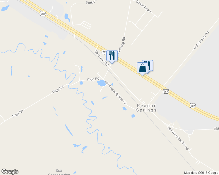 map of restaurants, bars, coffee shops, grocery stores, and more near 112 Old Reagor Springs Road in Waxahachie