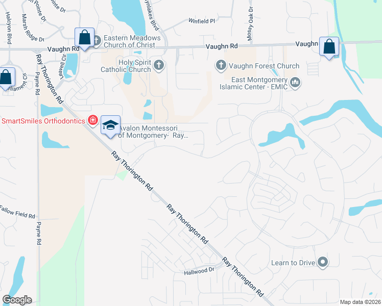 map of restaurants, bars, coffee shops, grocery stores, and more near Deer Creek Crossing in Montgomery