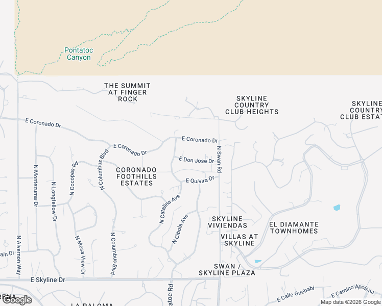 map of restaurants, bars, coffee shops, grocery stores, and more near 4565 East Don Jose Drive in Tucson