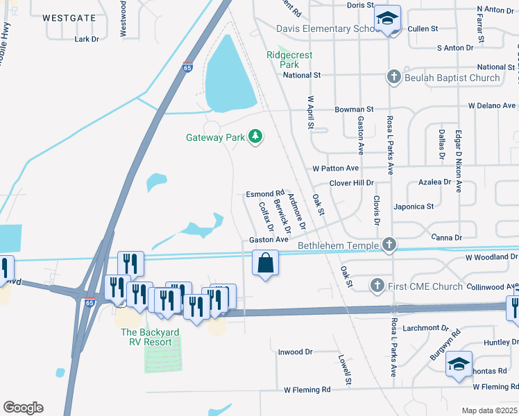 map of restaurants, bars, coffee shops, grocery stores, and more near 4012 Colfax Drive in Montgomery