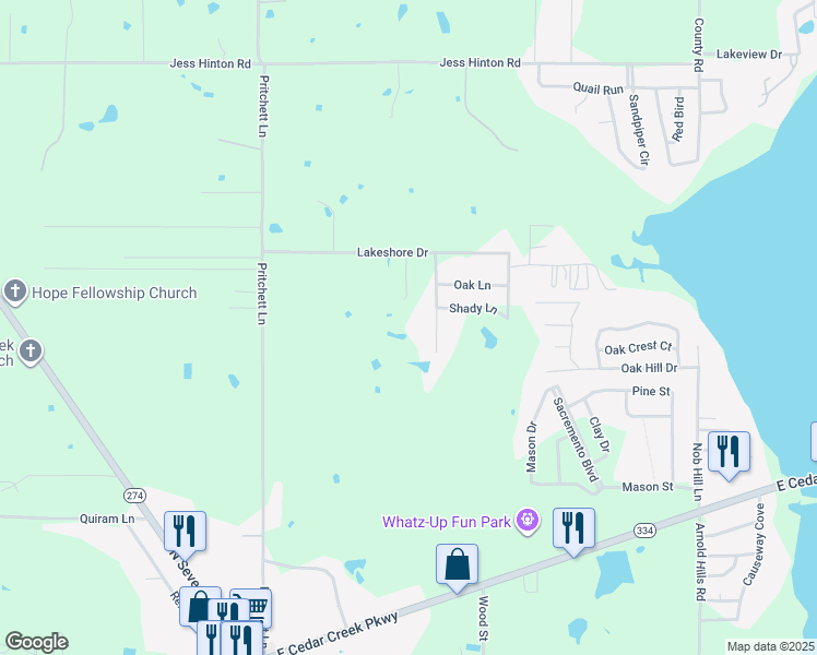 map of restaurants, bars, coffee shops, grocery stores, and more near 736 Hillside Drive in Seven Points