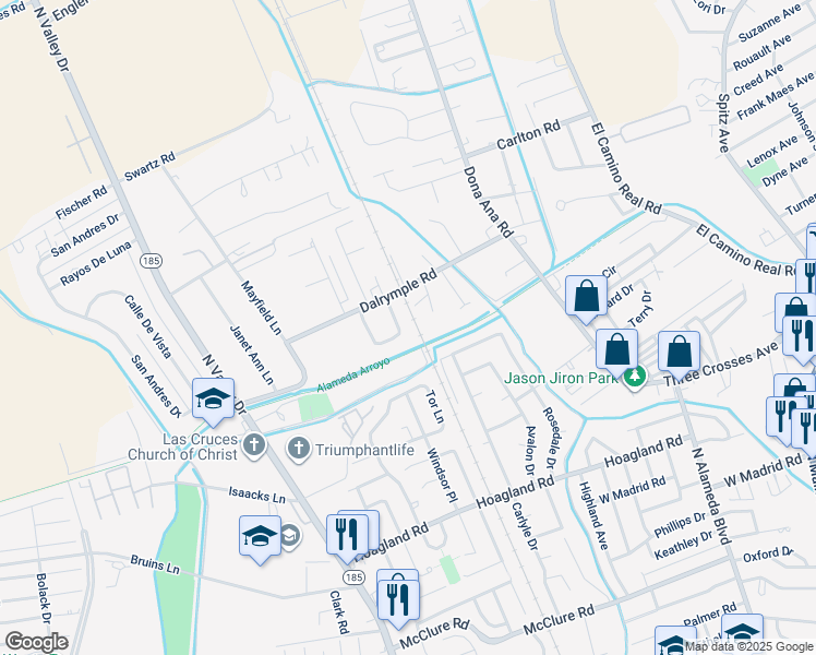 map of restaurants, bars, coffee shops, grocery stores, and more near 825 Trojan Loop in Las Cruces