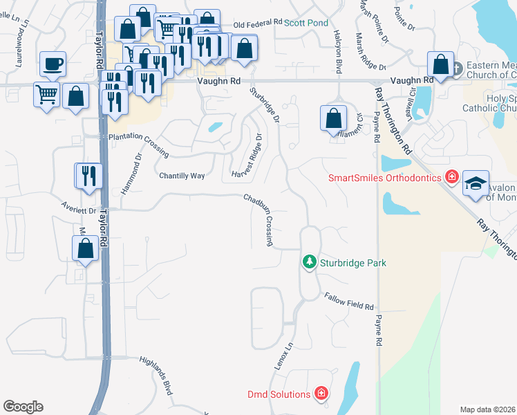 map of restaurants, bars, coffee shops, grocery stores, and more near 8392 Chadburn Crossing in Montgomery