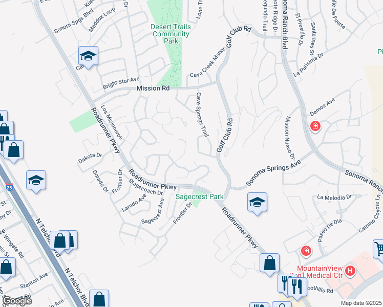 map of restaurants, bars, coffee shops, grocery stores, and more near 3566 Crescent Creek Circle in Las Cruces