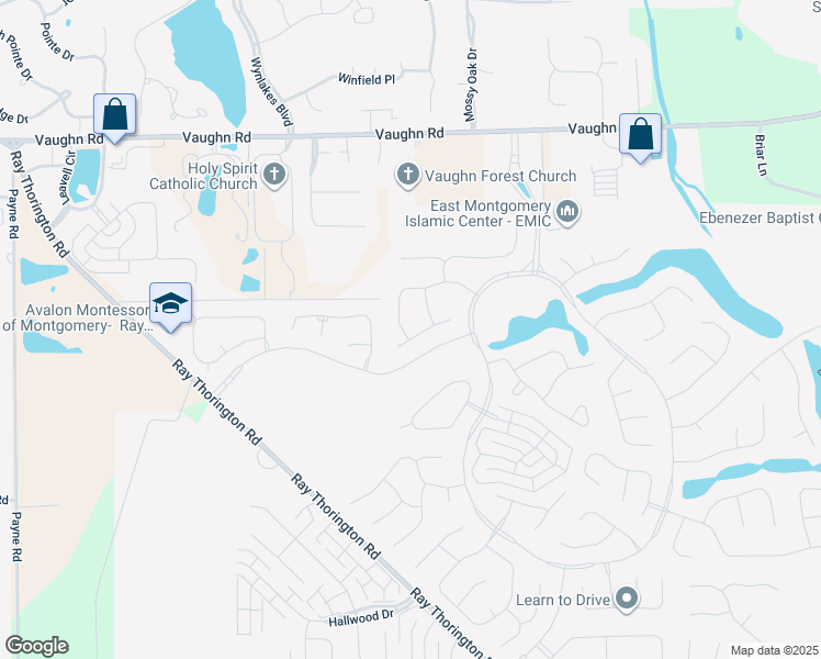 map of restaurants, bars, coffee shops, grocery stores, and more near 8631 Hearthstone Drive in Montgomery